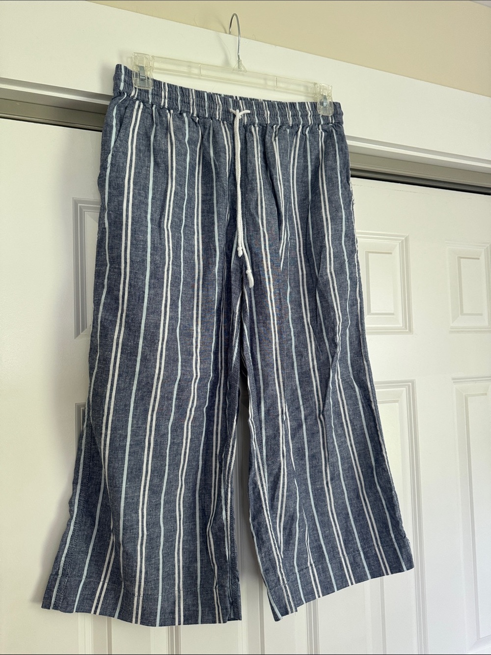 beachlunchlounge Navy and White Striped Wide Leg Pants